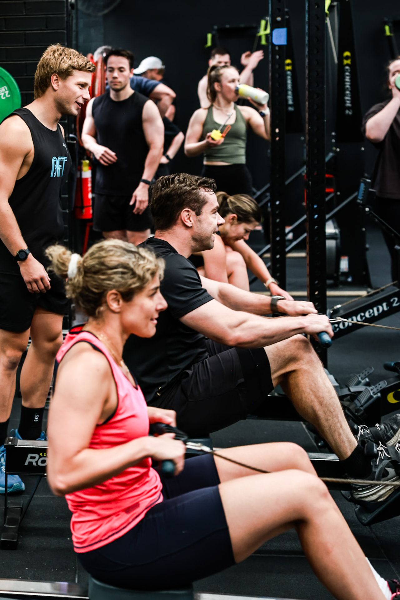 Members pushing through a rowing effort together at BFT Abbotsford